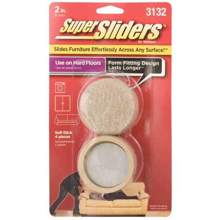 Softtouch Felt/Plastic Self Adhesive Protective Pad Beige Round 2 in. W X 2 in. L 4PK 4313295N